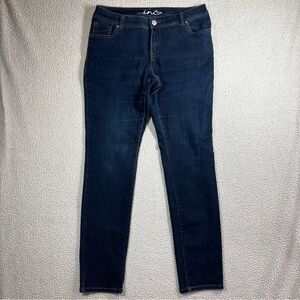 INC Denim Skinny Leg Curvy Fit Women Size 14 L Stretch Dark Wash Blue Jeans